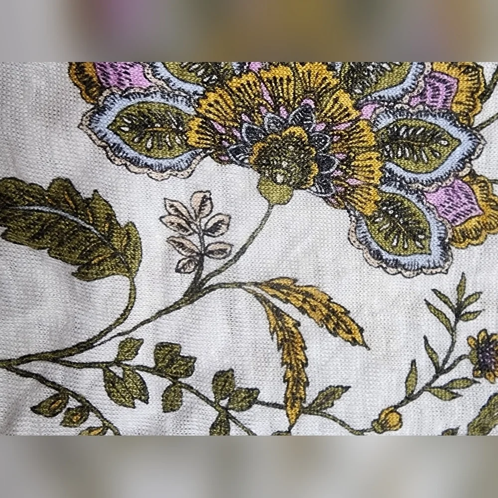 Rachel Ashwell 100% Linen Floral Cap Sleeve Blouse, Medium - Picture 2 of 9